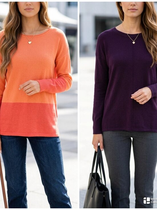 Pink Republic/Eddie Bauer Sweaters - Pink Republic/Eddie Bauer,2 Sweaters $17Each,Rayon,Purple,Cotton Orange,Size M.!